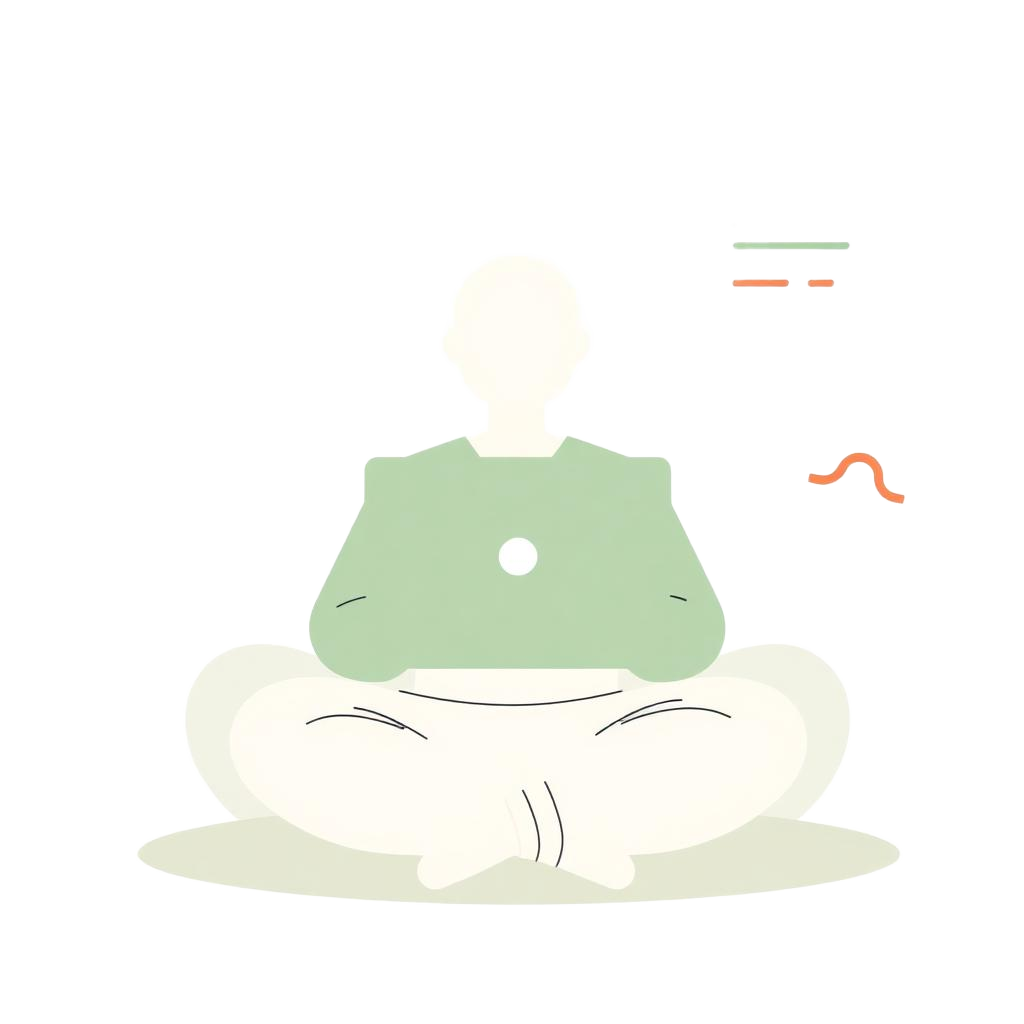 Faceless illustration of a person calmly learning at a laptop